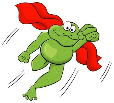 Frog hero jumps with cape Stock Illustration
