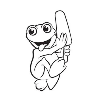 Frog with ice popcicle in black Stock Illustration