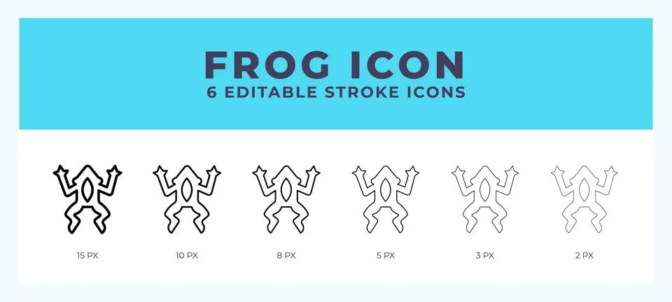 Frog icon. Regular line. Thin line. Bold line. Vector illustration. Illustrazione stock
