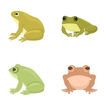 Frog icons set cartoon vector. Various cartoon cute frog Stock Illustration