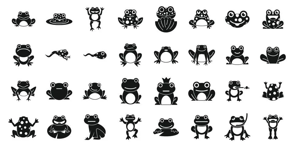 Frog icons set simple vector. Toad water Иллюстрация