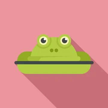 Frog inflatable ring icon, flat style Illustrazione stock