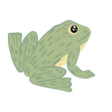 Frog isolated on white background. Cute character sitting with his back. Gree Stock Illustration