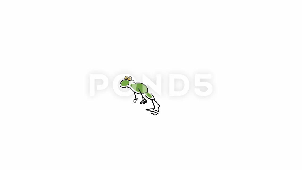 Frog jumping hand drawn animation | Stock Video | Pond5