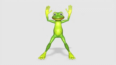 Frog Jumping Looped Alpha Channel Stock Footage 168736740