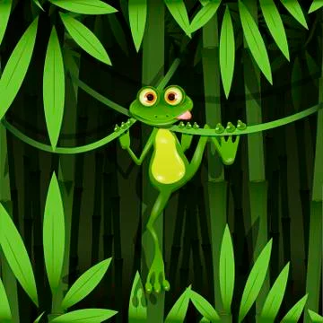 Frog in a jungle Stock Illustration