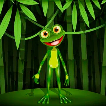 Frog in a jungle Stock Illustration