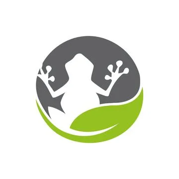 Frog Logo Template vector illustration Green Frog in circle Silhouette icon Logo Stock-Illustration