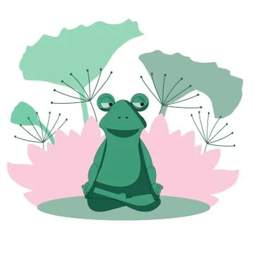 Frog in the Lotus position Stock Illustration
