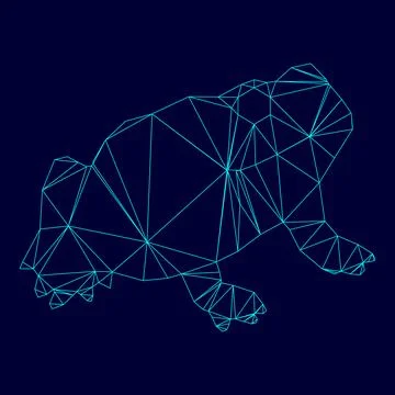Frog low poly triangulation triangulated polygonal electric cyan blue vibra.. Illustrazione stock