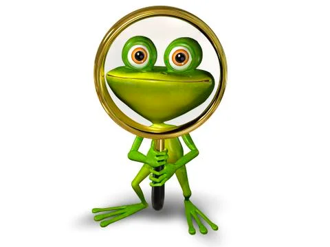 Frog with a magnifying glass Stock Illustration