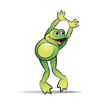 Frog mascot dancing happily Stock Illustration