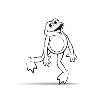 Frog mascot dancing outline Illustrazione stock