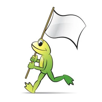 Frog mascot holing flag Stock Illustration
