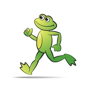 Frog mascot runing in color Stock Illustration