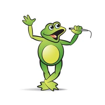 Frog mascot singing in color Stock Illustration