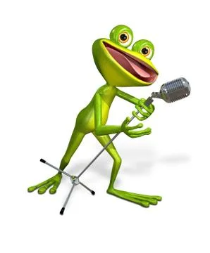 Frog with microphone Stock Illustration