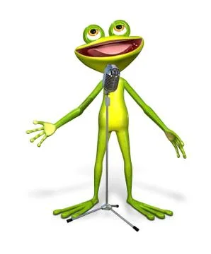 Frog with microphone Stock Illustration