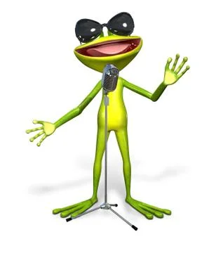 Frog with microphone Stock Illustration