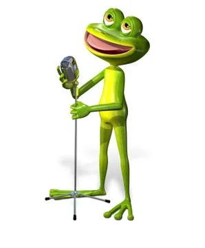 Frog with microphone Stock Illustration