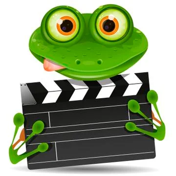 Frog with movie clapper Stock Illustration