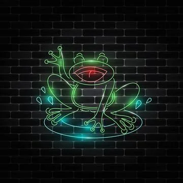 Frog with neon effect Stock Illustration