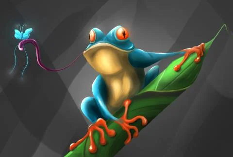 Frog on a night hunt. Stock Illustration