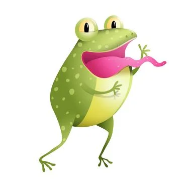 Frog or Toad Greeting Character Cartoon for Kids Stock Illustration