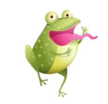 Frog or Toad Jumping Character Cartoon for Kids Stock Illustration