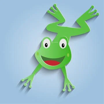 Frog Paper cut art, vector illustration Stock Illustration
