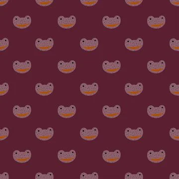 Frog pattern seamless in freehand style. Head predator on colorful background Stock Illustration