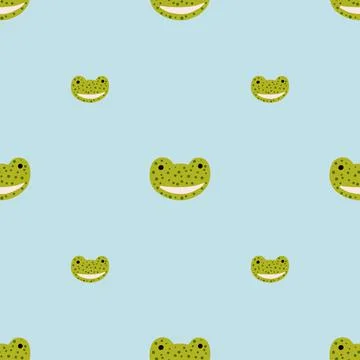 Frog pattern seamless in freehand style. Head predator on colorful background Stock Illustration