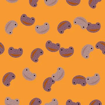 Frog pattern seamless in freehand style. Head predator on colorful background Stock Illustration