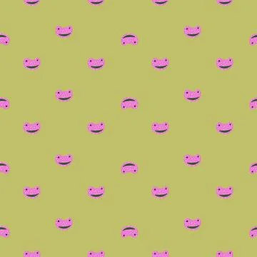Frog pattern seamless in freehand style. Head predator on colorful background Stock Illustration