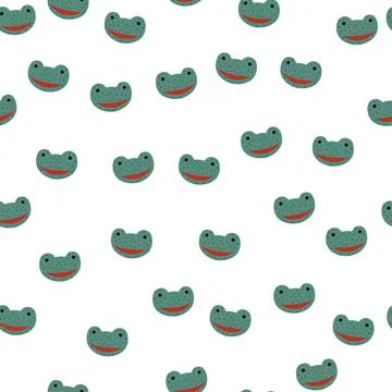 Frog pattern seamless in freehand style. Head predator on colorful background Stock Illustration