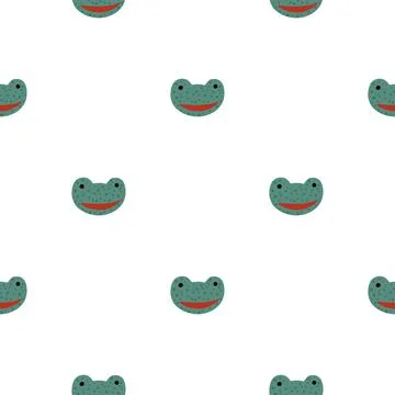 Frog pattern seamless in freehand style. Head predator on colorful background Stock Illustration