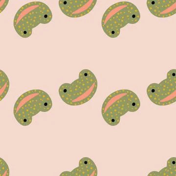 Frog pattern seamless in freehand style. Head predator on colorful background Stock Illustration