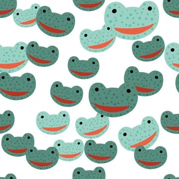 Frog pattern seamless in freehand style. Head predator on colorful background Stock Illustration
