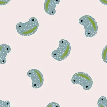 Frog pattern seamless in freehand style. Head predator on colorful background Stock Illustration