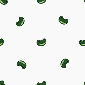 Frog pattern seamless in freehand style. Head predator on colorful background Stock Illustration