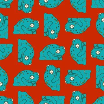 Frog pattern seamless. toad background Vector. anuran ornament Stock Illustration