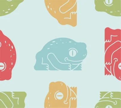 Frog pattern seamless. toad background Vector. anuran ornament Illustrazione stock