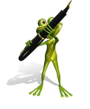 Frog with a pen Stock Illustration