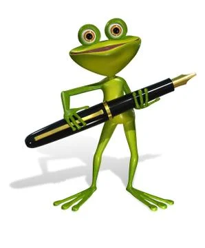 Frog with a pen Illustrazione stock