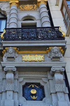 Frog perspective on facade in close up Villa Maritza Stock Photos