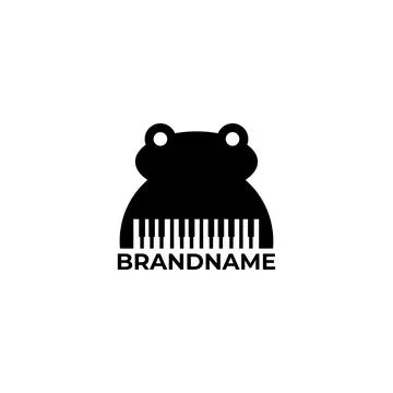 Frog piano logo simple design template. Stock Illustration