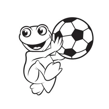 Frog playing with ball in black Stock Illustration