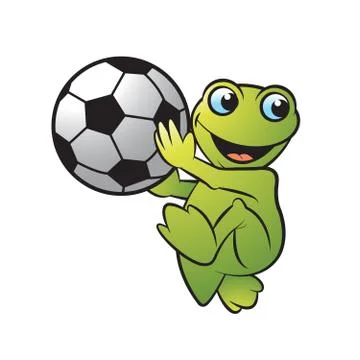 Frog playing with ball Stock Illustration