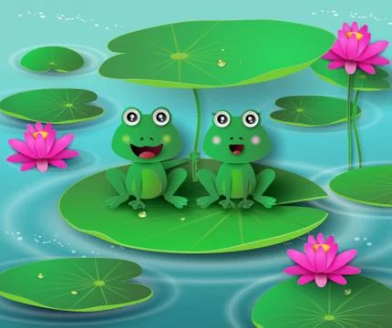 Frog in the pond. Stock Illustration