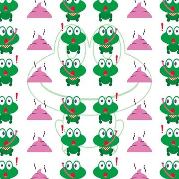Frog poop surprise pattern. Vector Stock Illustration